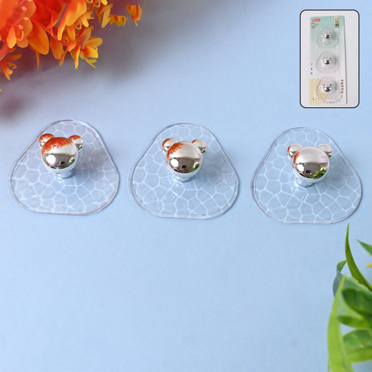 All-Plastic Adhesive Wall Hooks - Strong, No Damage, Easy to Install (3 Pc Set) - Image 1
