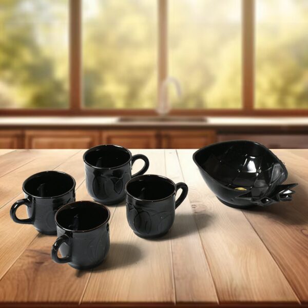 Pine Party Ceramic Tea / cups / Mug Set With Pineapple Shape Serving BowlÂ Milk Cup, Coffee Cup, Tea Cup, Breakfast Cup, Drinking Mug or Outdoor for Household, Gift for Birthday, Wedding Party (5 Pcs set)