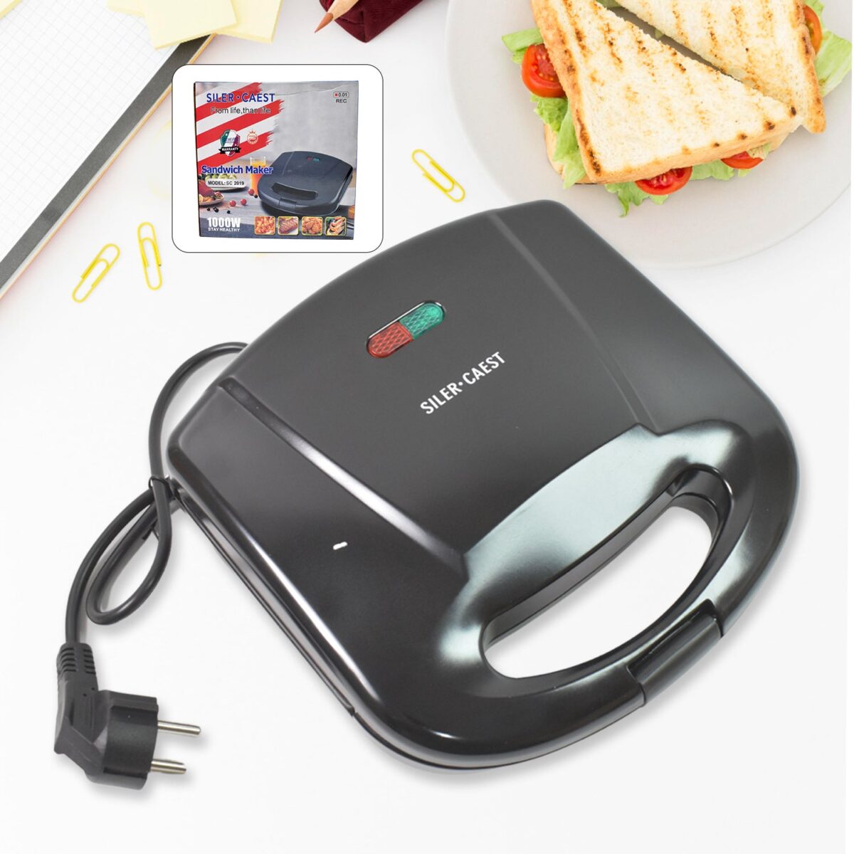 Sandwich Maker Makes Sandwich Non-Stick Plates| Easy to Use with Indicator Lights Sandwich toaster - Image 1