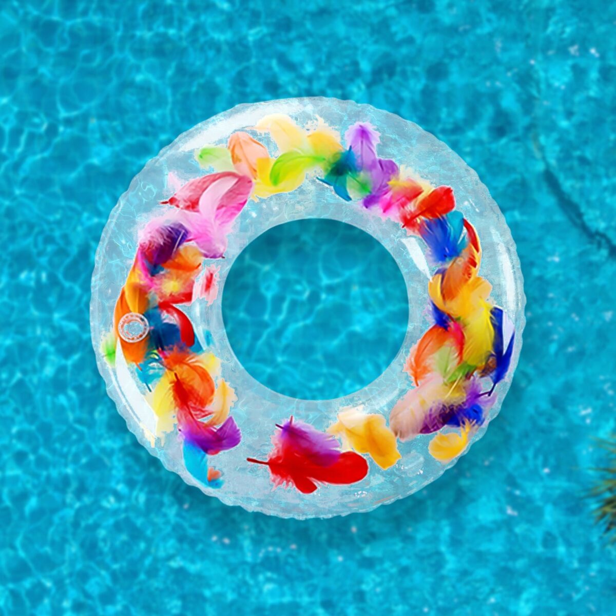 Swim Ring, For Adults, Conveniently Portable, Feathers, Swimming Ring, For Water Play, For Beaches, Swimming, Summer Vacation, Women's, Men's (1 Pc) - Image 1