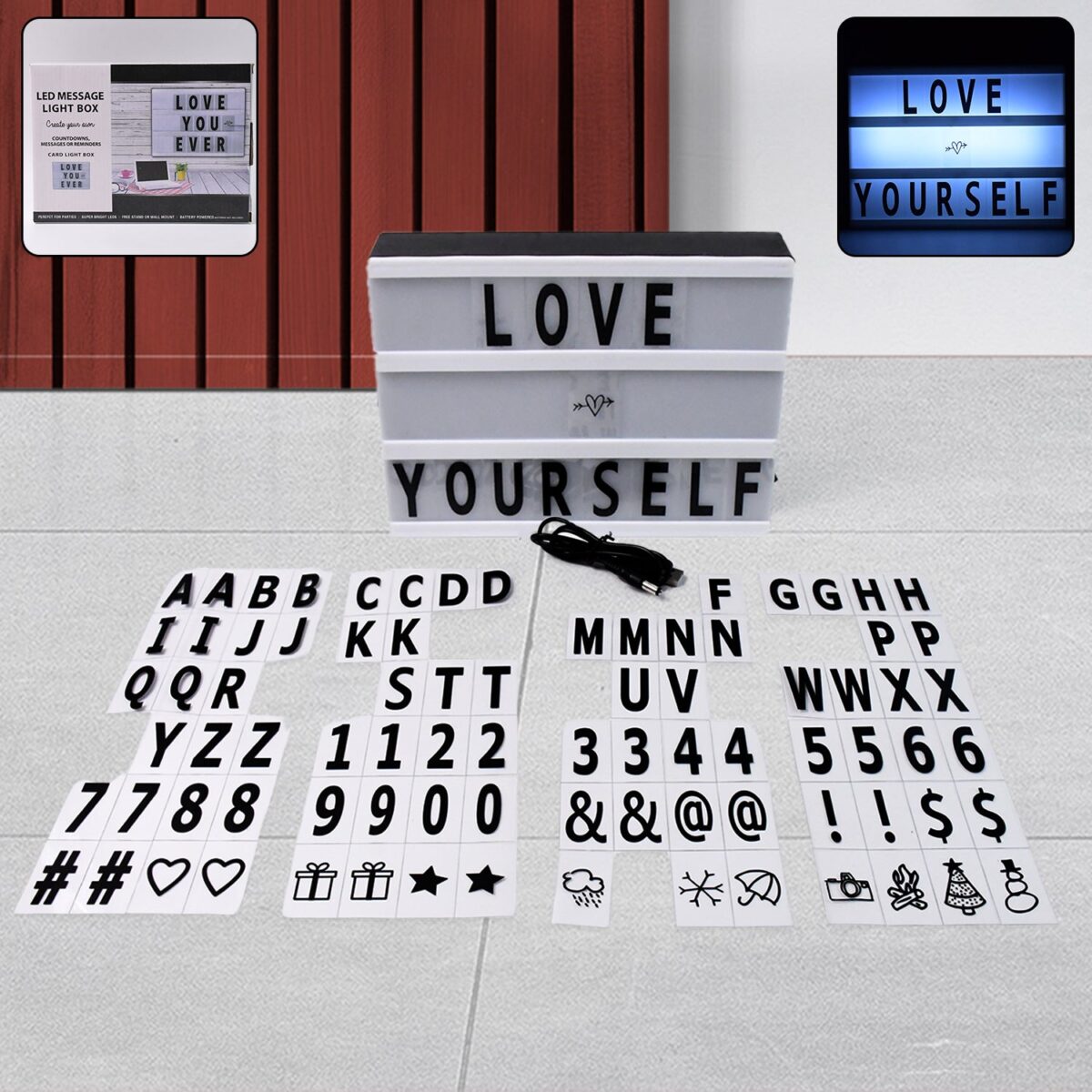Black Mini A6 Magnetic Cinematic Light Box with 82 Characters and 10 Emojis  (1 Set) - Image 1