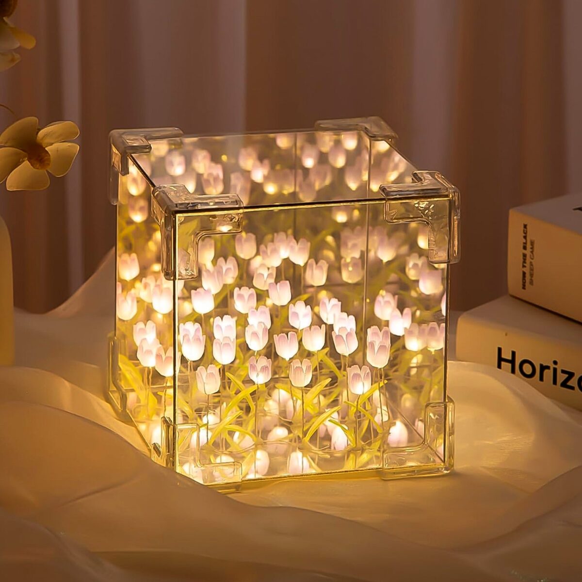 Cube Tulip Night Lamp | Led Decorative Nights Lamp (Multicolor & Design / 1 Set) - Image 1