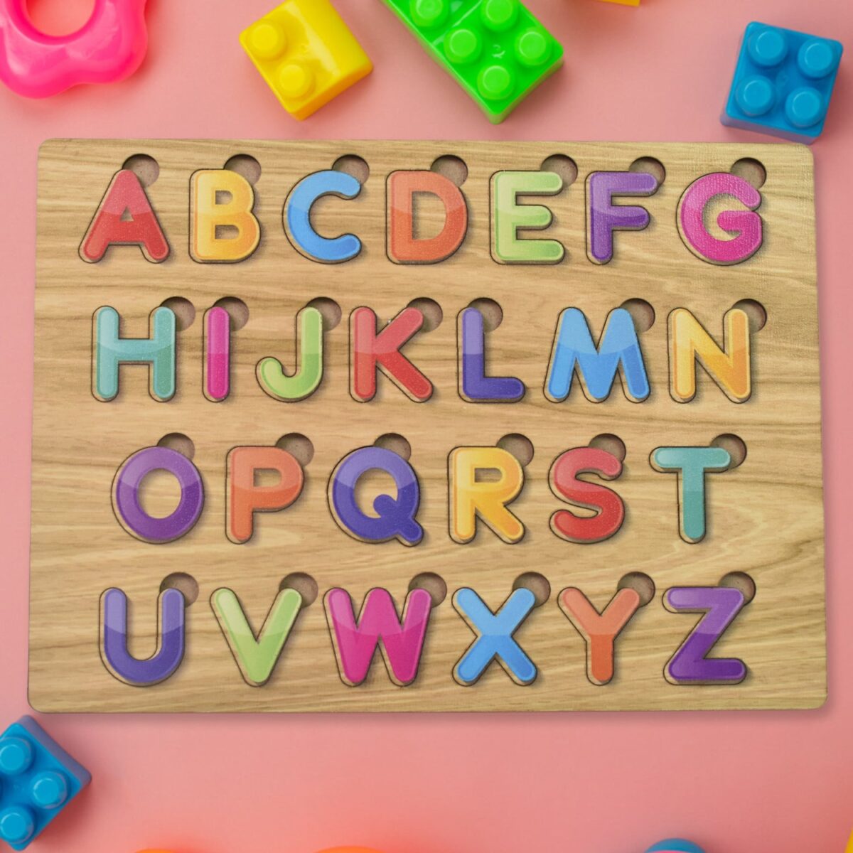 Wooden Puzzle Board ABC Letters Shapes Educational Learning Toys (1 Set) - Image 1