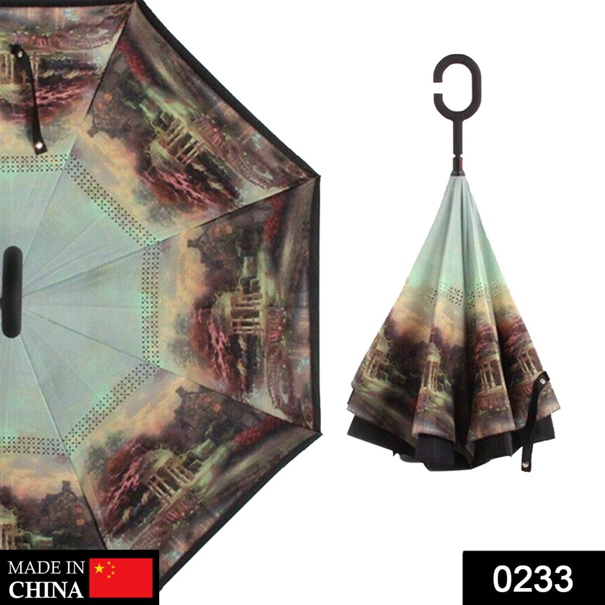 Printed Travel Windproof Umbrella (Reverse Umbrella) - Image 2