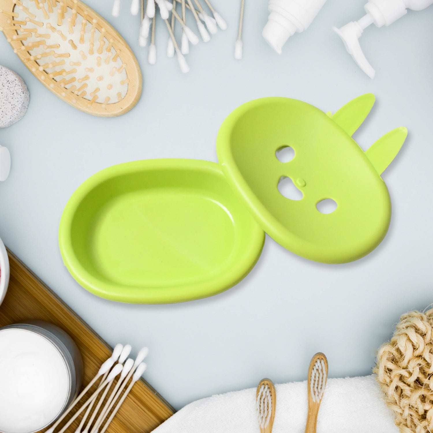 02_047666bc-e963-4adc-8dca-b922f33bb0f0.jpg Soap Box Drain soap Box Cute Rabbit Shape Double soap Bowl Box Plastic Rack Storage Rack Bathroom Toilet Storage Box - Image 3