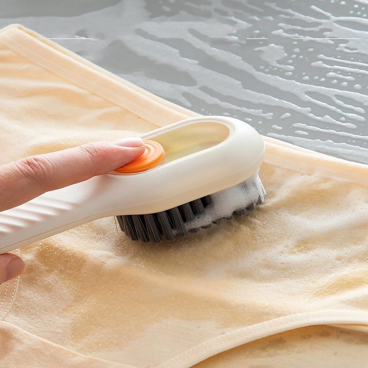 Multifunctional Scrubbing Brush with Liquid / Soap Dispenser, Cleaning Brush with Liquid / Soap Dispenser, Shoe Brush for Cleaning, Cloth Cleaning Brush with HandleÂ Liquid Shoe Brush For Shoe Clothes (1 Pc) - Image 3