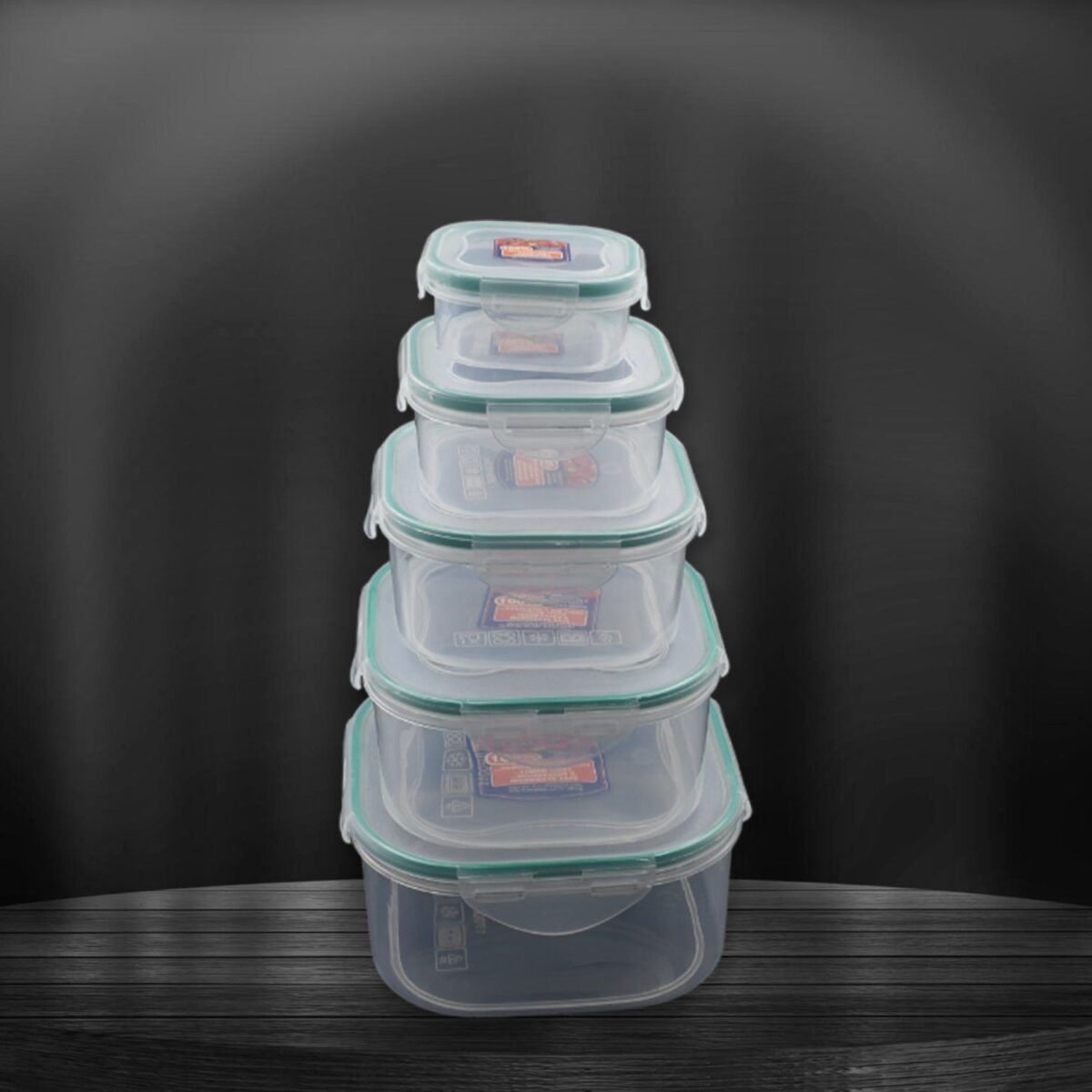 Kitchen Storage Containers Set Ã¢â‚¬â€œ Fridge Storage, Plastic Organizer, Snap-Seal Lunch Box (5 Pcs Set) - Image 4