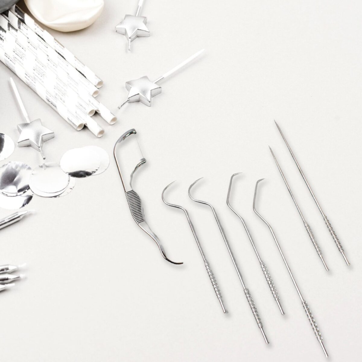 7 IN 1 STAINLESS STEEL TOOTHPICK FLOSSIER SET (1 SET / With Case) - Image 3