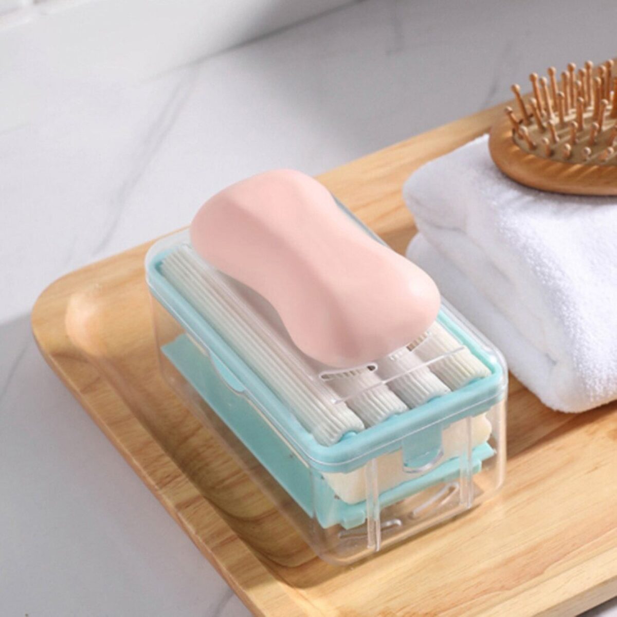 2-in-1 Portable Soap Dish & Dispenser Ã¢â‚¬â€œ Multifunctional Soap Holder with Roller & Drain Holes for Bathroom, Kitchen, Home Use (1 Pc) - Image 4