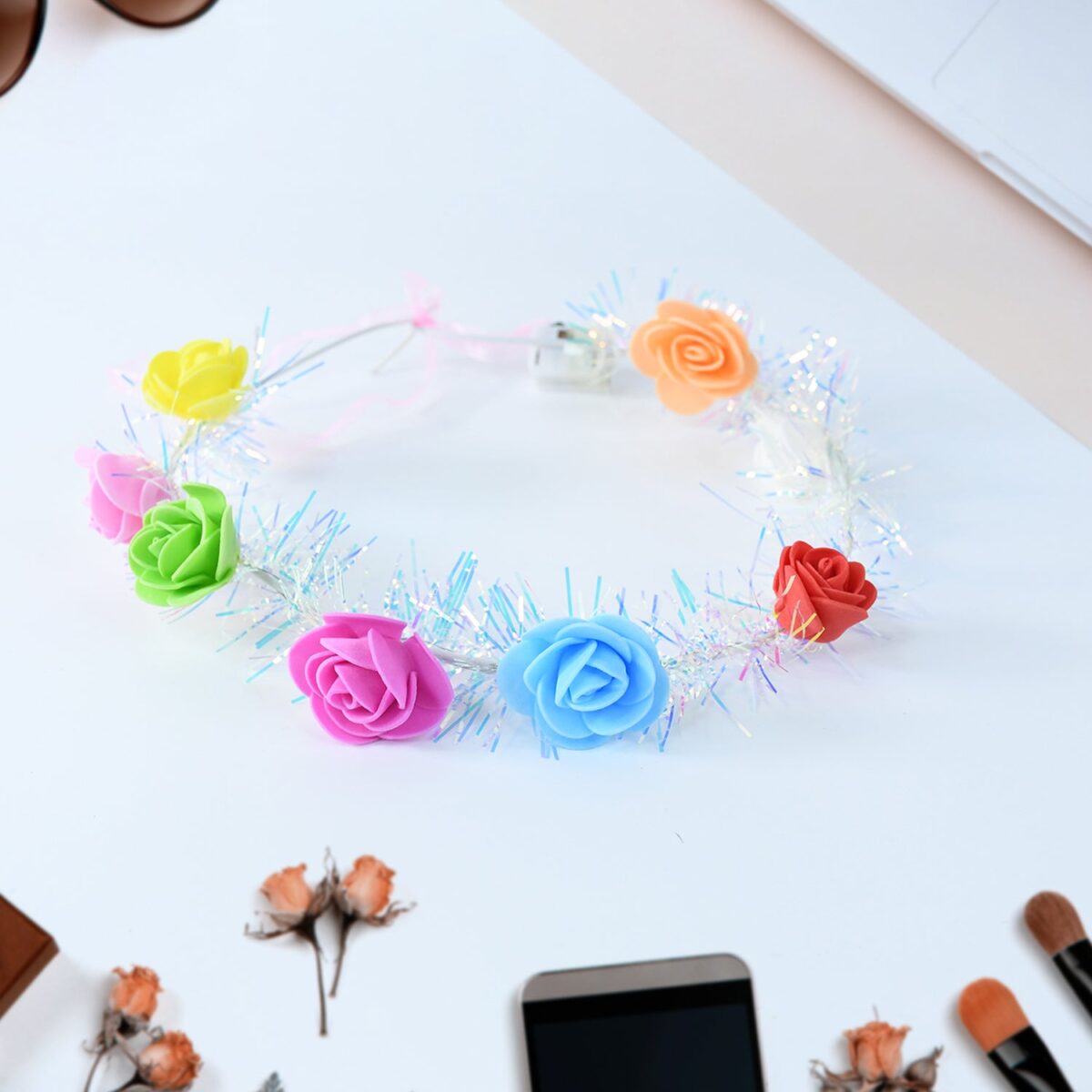 LED Flower Crown Headband Ã¢â‚¬â€œ Multicolor Light-Up (1 Pc), Hair accessories - Image 5