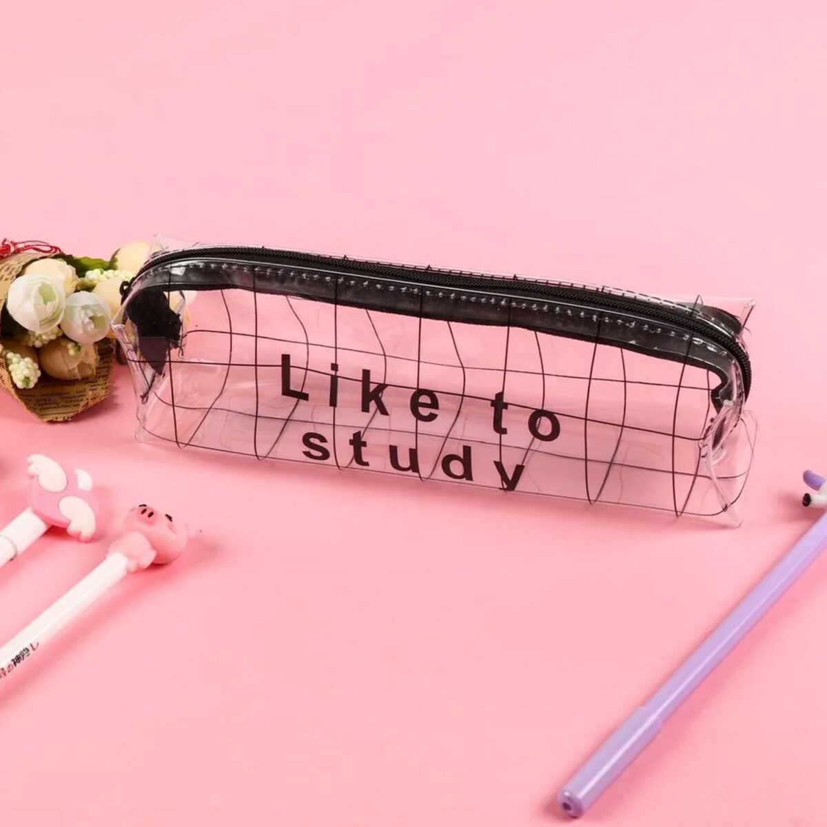 Transparent Pencil Pouch With Zipper (1 Pc) - Image 1