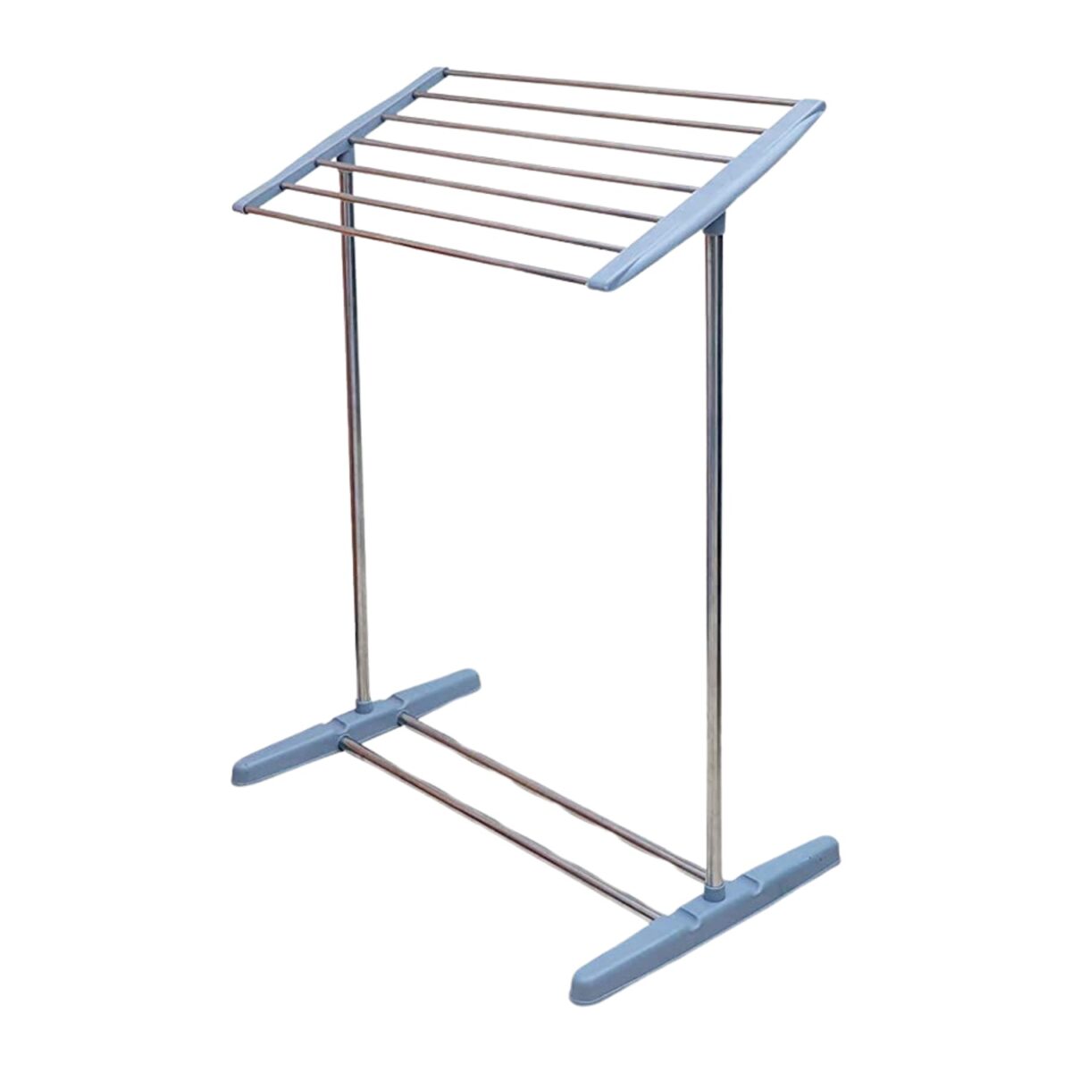 Multi-Functional Single Tier Mobile Towel Foldable Rack for Cloth and Towel / Stainless Steel and Plastic Made Mobile Towel and Cloth Rack Holder Indoor / Outdoor Standing Movable Cloth Dryer Rack, Balcony Cloth Drying Stand - Image 1