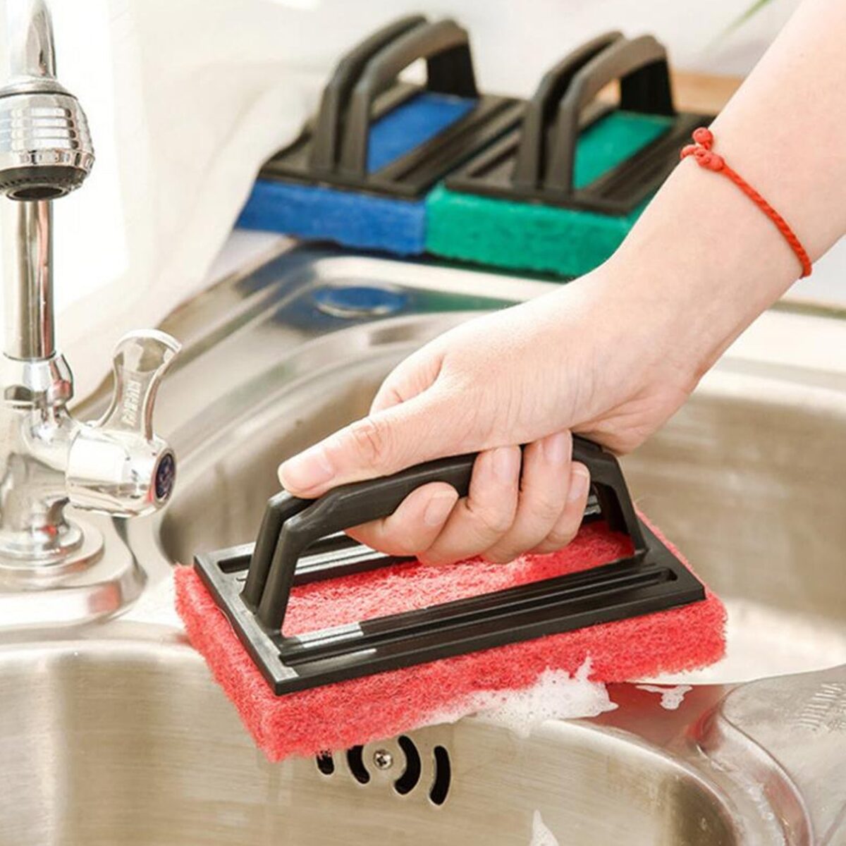Tile cleaning multipurpose scrubber Brush with handle - Image 3