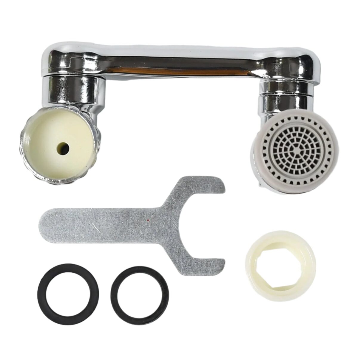 Splash Faucet Filter Ã¢â‚¬â€œ 180Ã‚Â° Rotating Sprayer, Double O-Ring, Movable Water-Saving Sink Aerator Extender (Loose) - Image 1