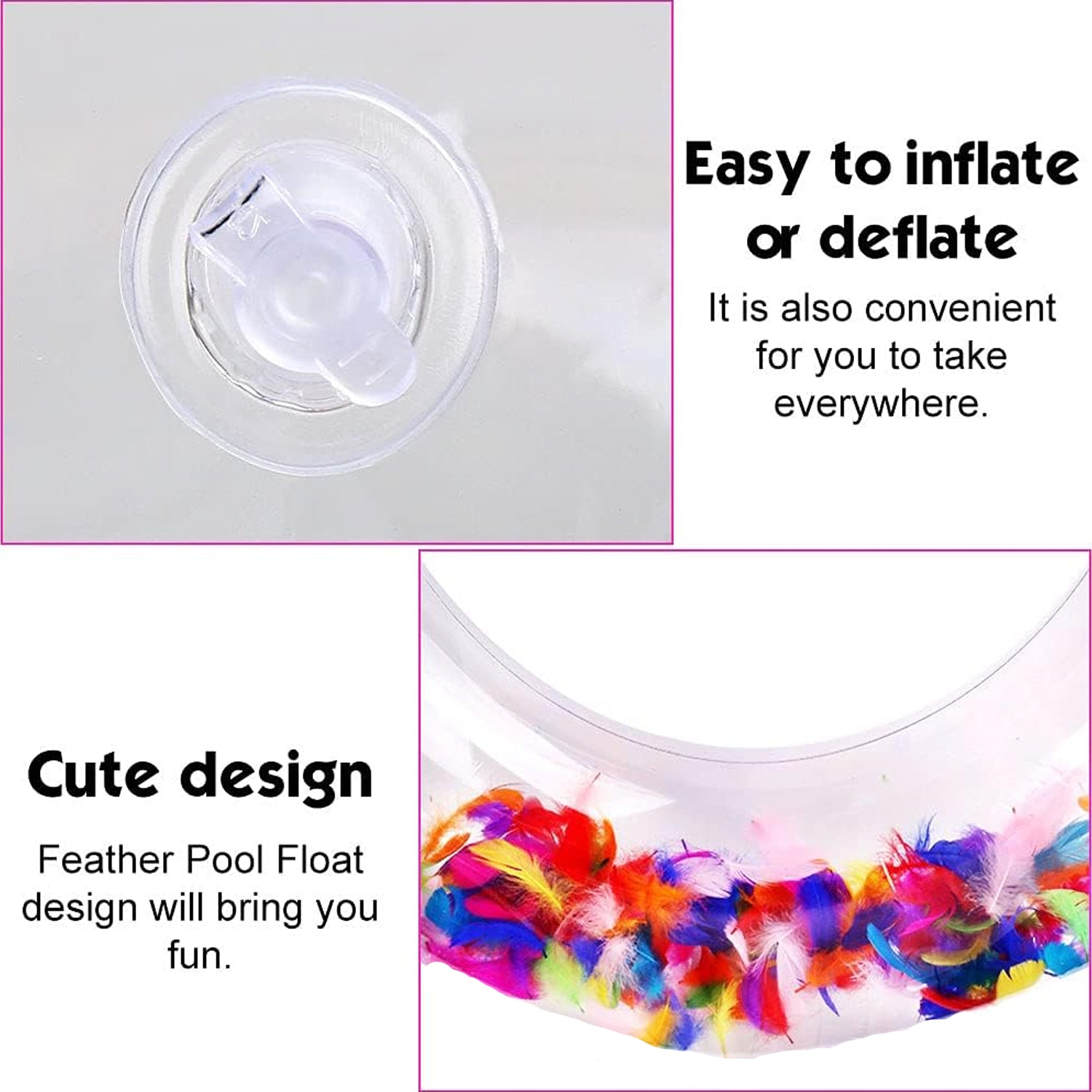 02_180fbdf7-41ab-49c0-99d7-d8313b3f24e4.jpg Swim Ring, For Adults, Conveniently Portable, Feathers, Swimming Ring, For Water Play, For Beaches, Swimming, Summer Vacation, Women's, Men's (1 Pc) - Image 6