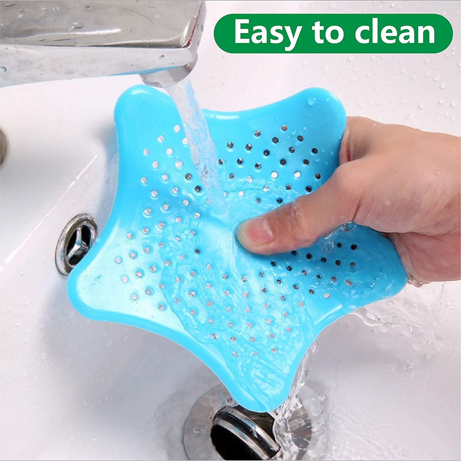 02_1842ef0e-f418-4e34-a6d4-e6a32898f2a5.jpg Star Shape Suction Cup Kitchen Bathroom Sink Drain Strainer Hair Stopper Filter, Star Shaped Sink Filter Bathroom Hair Catcher, Drain Strainers Cover Trap Basin (1 Pc) - Image 6
