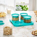 Airtight Container Jar 4 Pc Set With Stylish Tray for Kitchen Unbreakable Jar Set for Multipurpose Storage ( Mukhwas Dani ) - Image 3