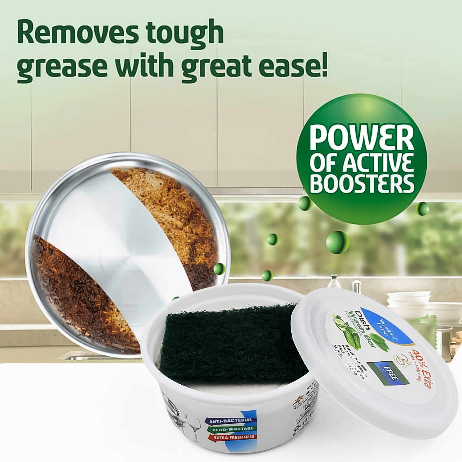02_1f010501-977f-4e0c-b8d7-e972ac7088a5.jpg Fresh Mix Flavor Round Dishwash Bar With Super Scrubber Free Complete Dishwashing Solution, Tough Stains Remover (350 Gm) - Image 3