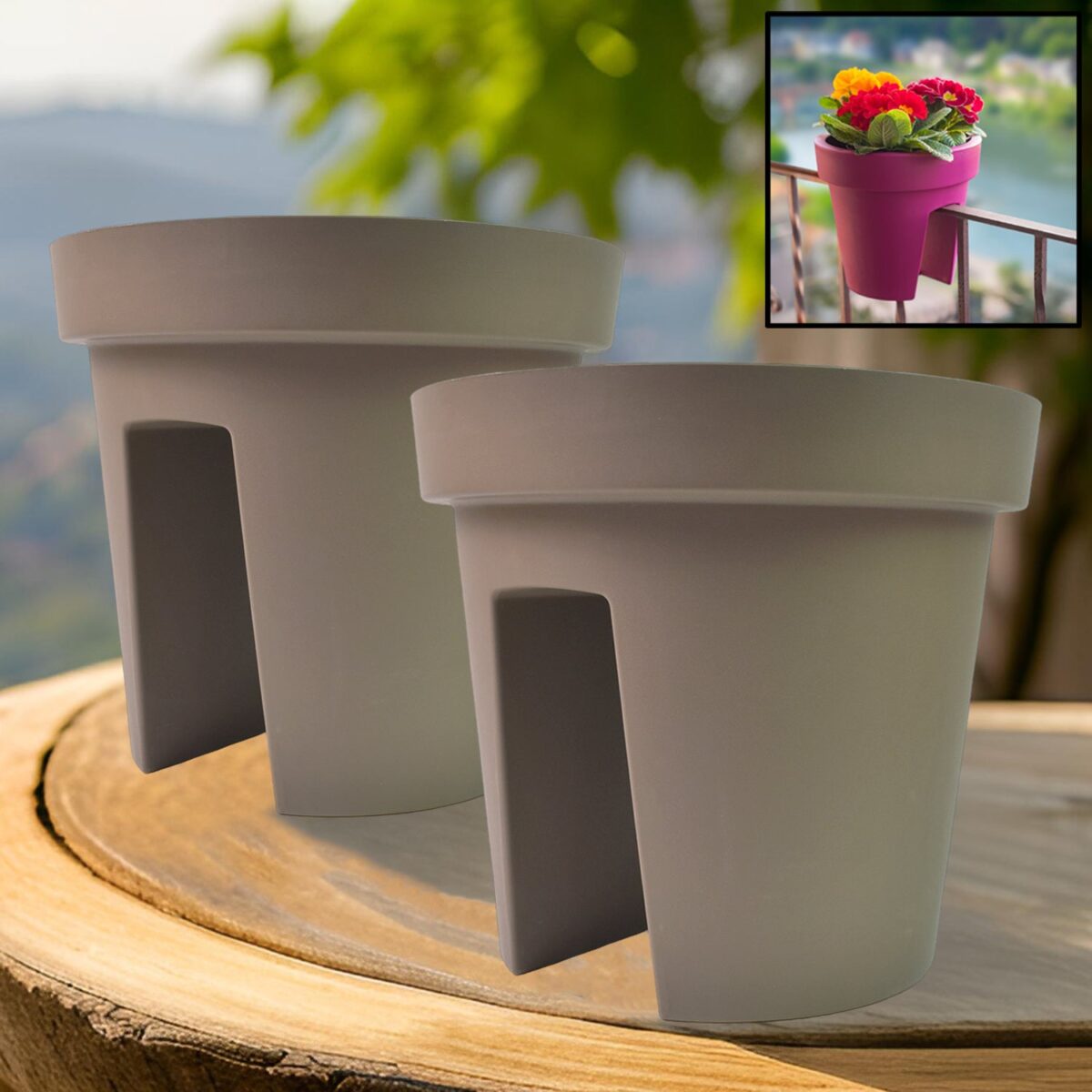 Creative Flower pot Balcony Flower Pot Holder (2 Pc) - Image 1