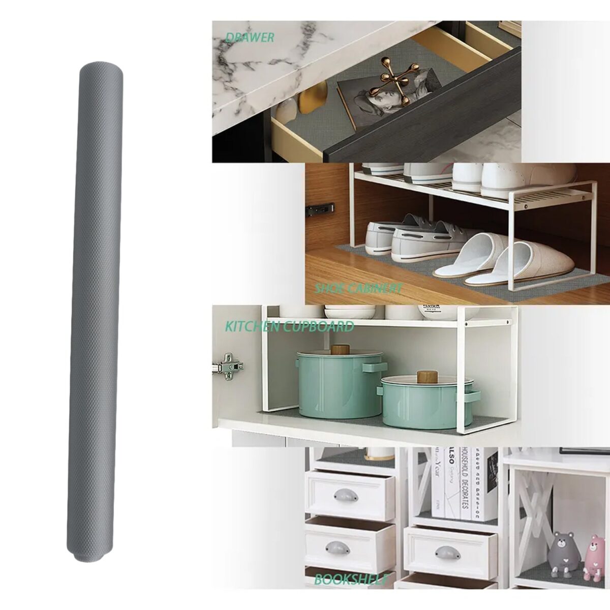 Multipurpose Anti-Slip Bathroom Kitchen Cabinet Drawer Shelf Mat Liner Sheets Roll, Fridge Mat, Table Mat Anti-Slip Super Strong Placement Mat for Fridge, Bathroom, Kitchen, Drawer, Shelf Liner (45cmx1.25m) - Image 3