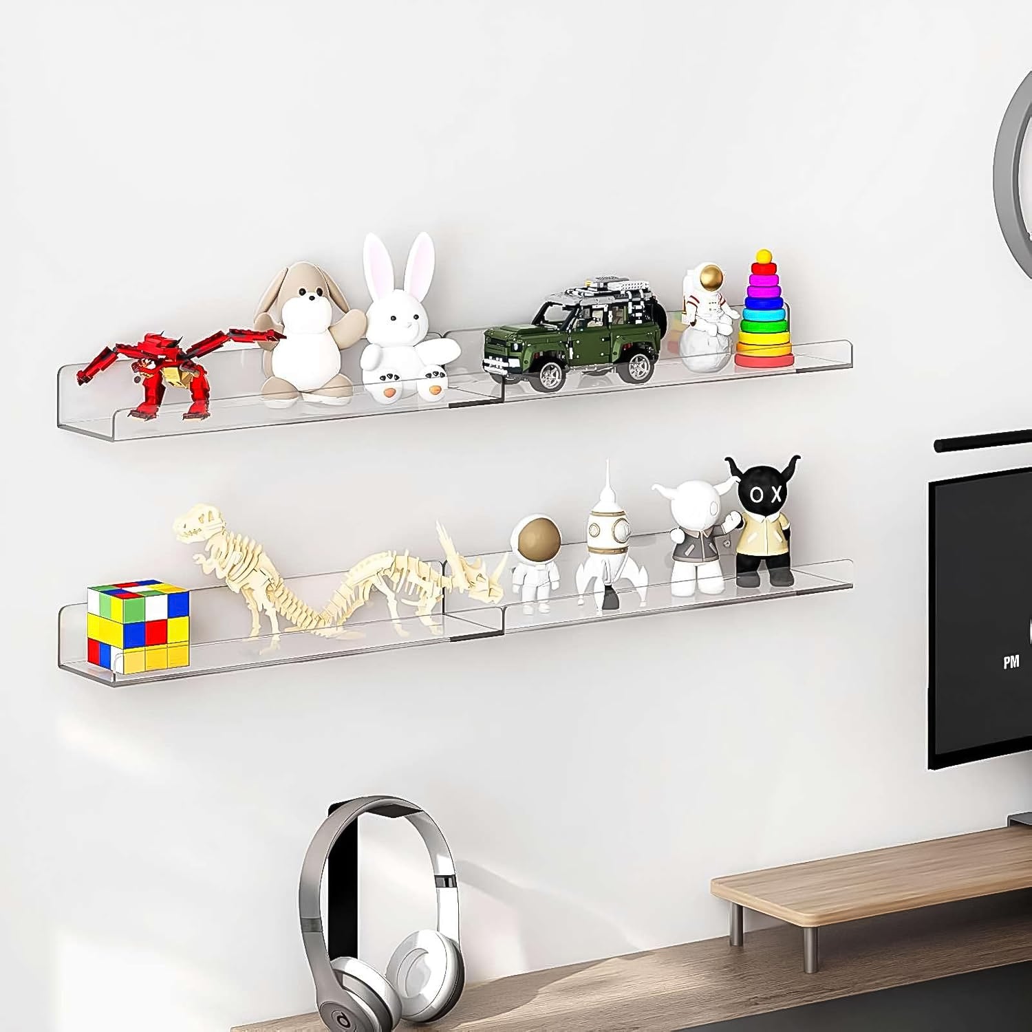 02_26027f90-0748-423e-86d4-4840a9aed63c.jpg Acrylic Shelves, Clear Shelves Wall Mounted (38Ãâ11 Cm / 1 pc / With 2 Screw) - Image 4