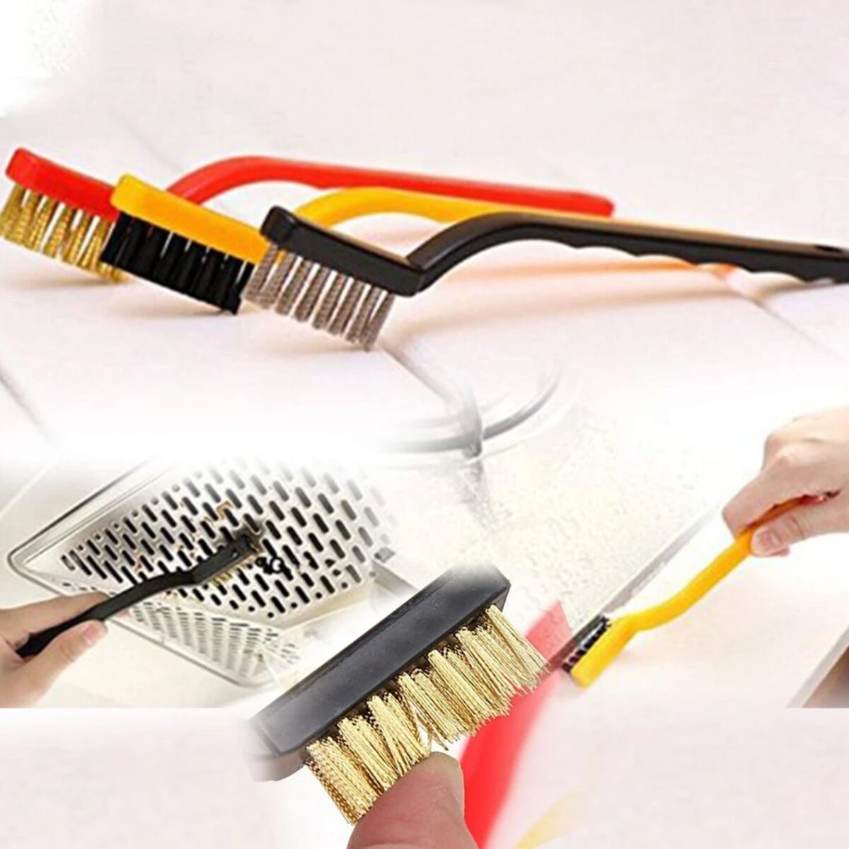 3 Pc Mini Wire Brush Set for cleaning (Brass, Nylon, Stainless Steel Bristles) - Image 5