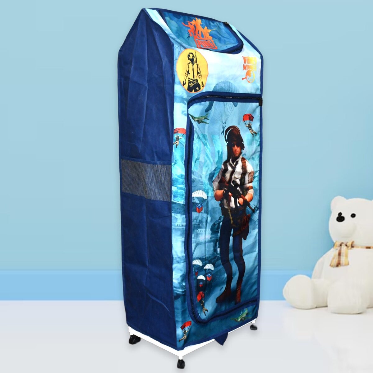 Multi Purpose Foldable Baby Wardrobe / Toy Box 5 Shelves Cartoon Printed - Image 1