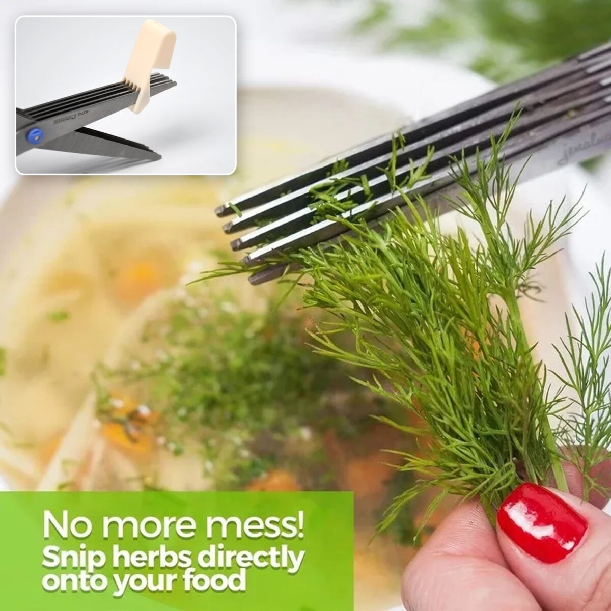 MULTIFUNCTION VEGETABLE STAINLESS STEEL HERBS SCISSOR WITH 5 BLADES - Image 5