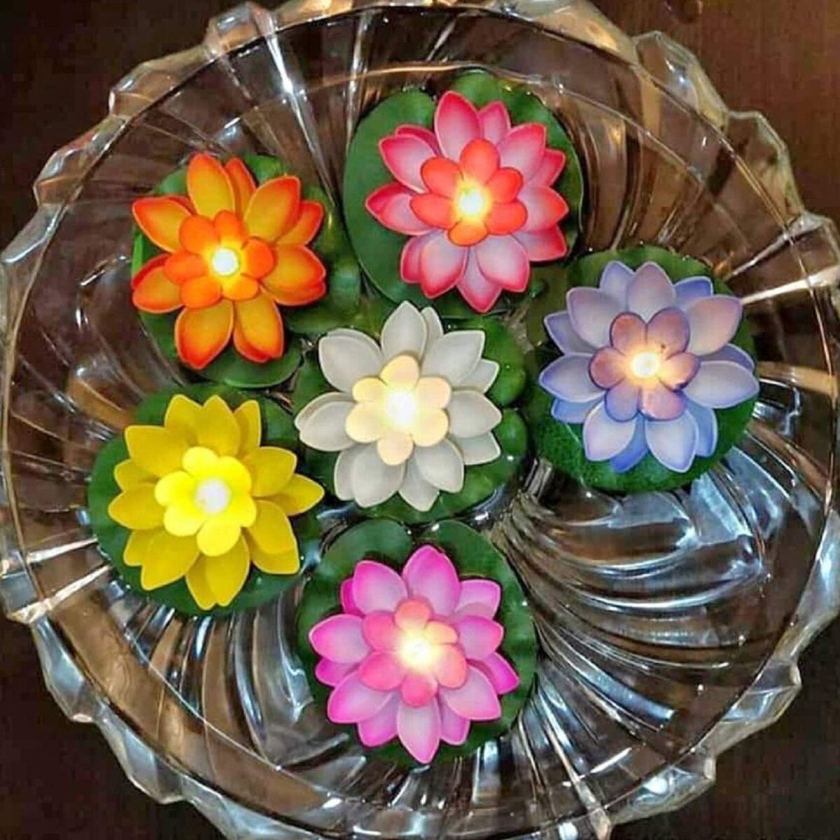 Water Floating Smokeless Candles & Lotus Flowers Sensor Led TeaLight for Outdoor and Indoor Decoration - Pack of 6 Candle (Pack of 6) - Image 9