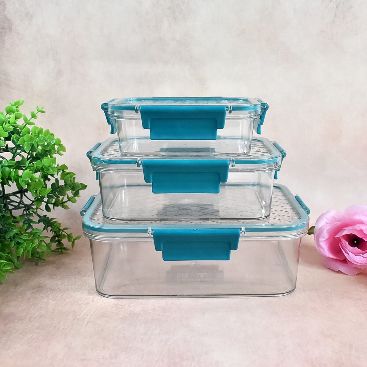 Multipurpose Plastic Containers / Lunch Boxes (3 Pcs Set / 1500, 750, 350 ML Approx) - Image 4