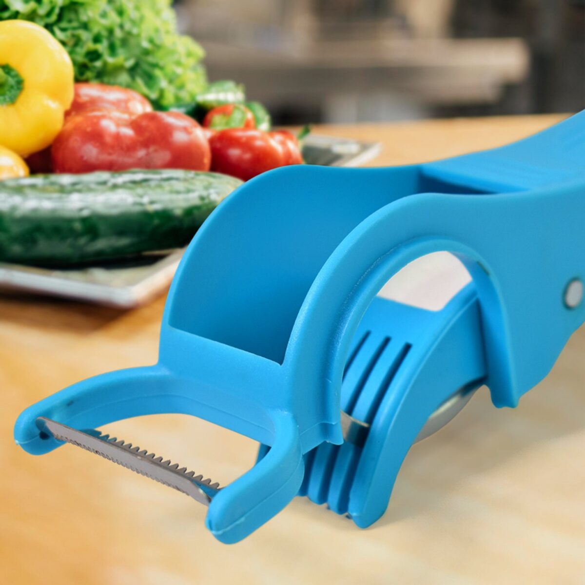 2 in 1 Vegetable &  Fruit Multi Cutter 5 Blade Vegetable Cutter with Peeler (1 Pc / Multicolor) - Image 3