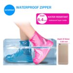 4541 Plastic Shoes Cover Reusable Anti-Slip Boots Zippered Overshoes Covers Pink, Transparent Waterproof Snow Rain Boots for Kids/Adult Shoes, for Rainy Season (XL Size1 Pairs) - Image 2