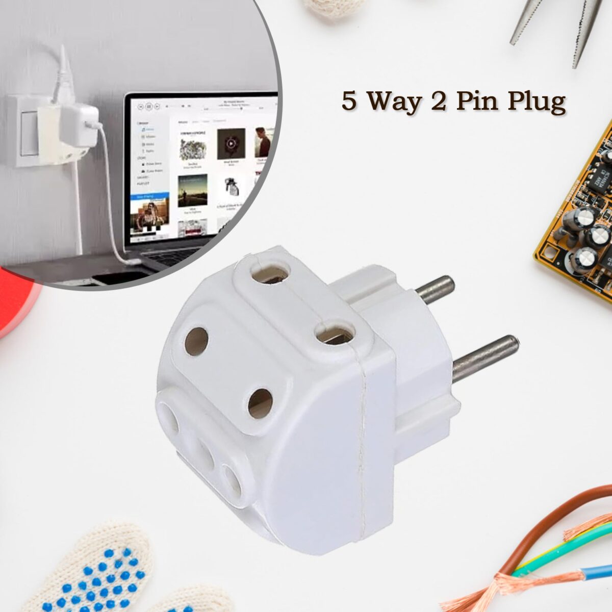 5-Way 2 Pin Multi-Plug Socket / Converter (1 Pc) - Image 4