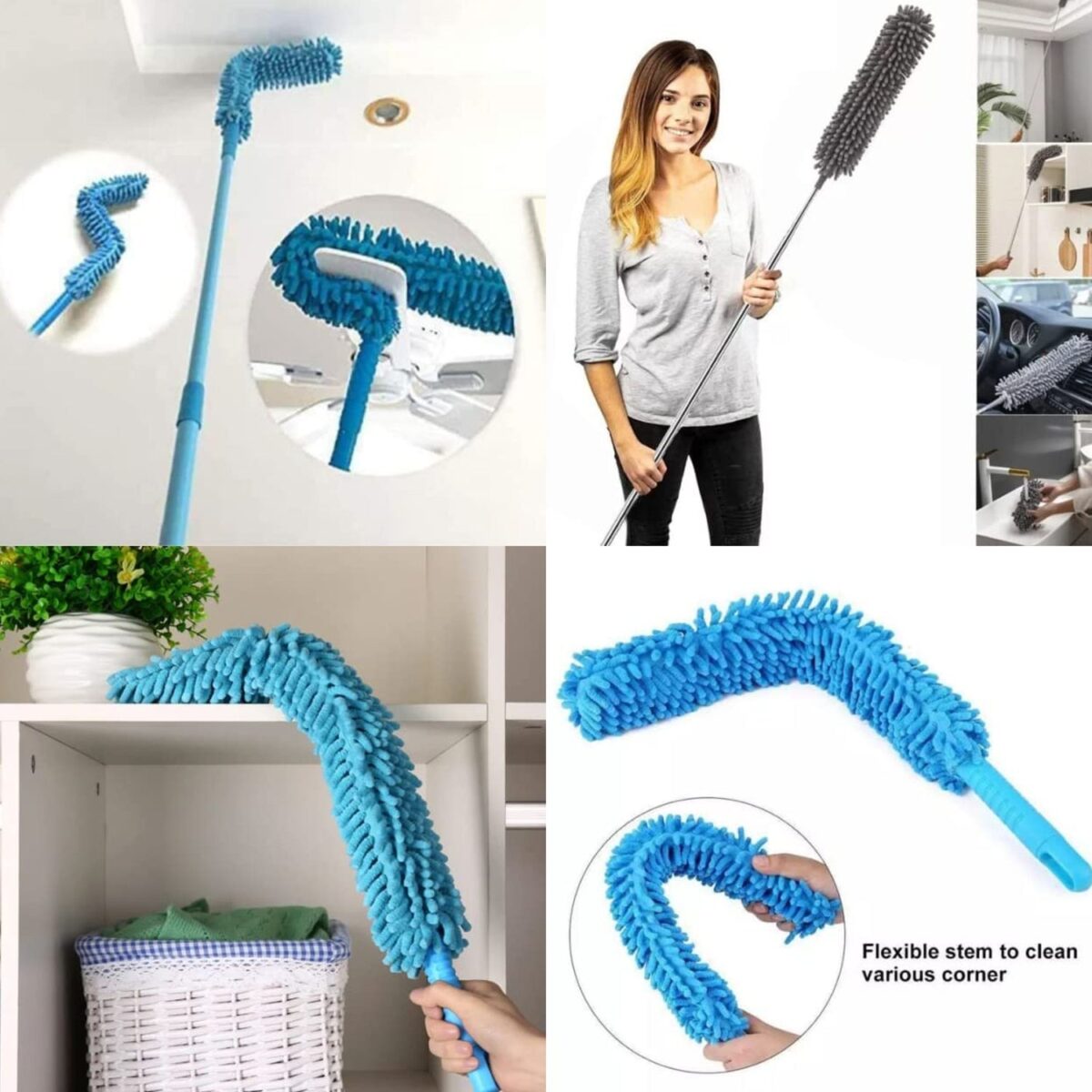 Adjustable Long Handle Microfiber Dust Brush Ã¢â‚¬â€œ Foldable Ceiling & Appliance Cleaner - Image 3