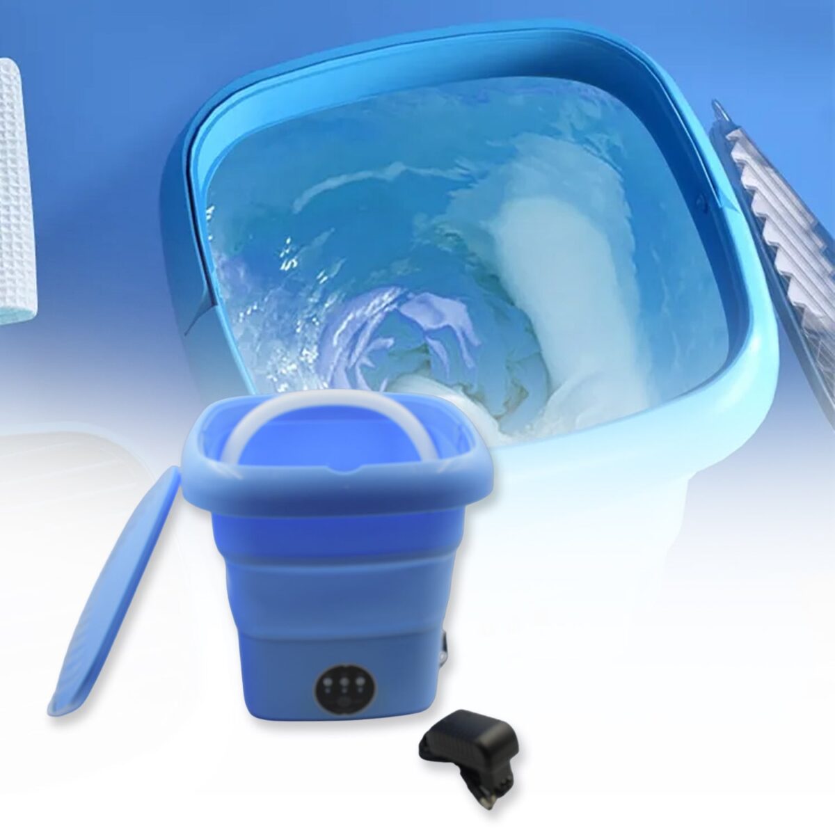 Mini Washing Machine Foldable Mini Washer with Drain Basket Portable Washing Machine Foldable for Laundry Travel Camping RV Baby Clothes - Image 3