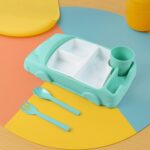 Kid's Car Shaped Plates Cup / Lunch Box Dinnerware Set (4 Pcs Set / 1000 ML Lunch Box) - Image 4