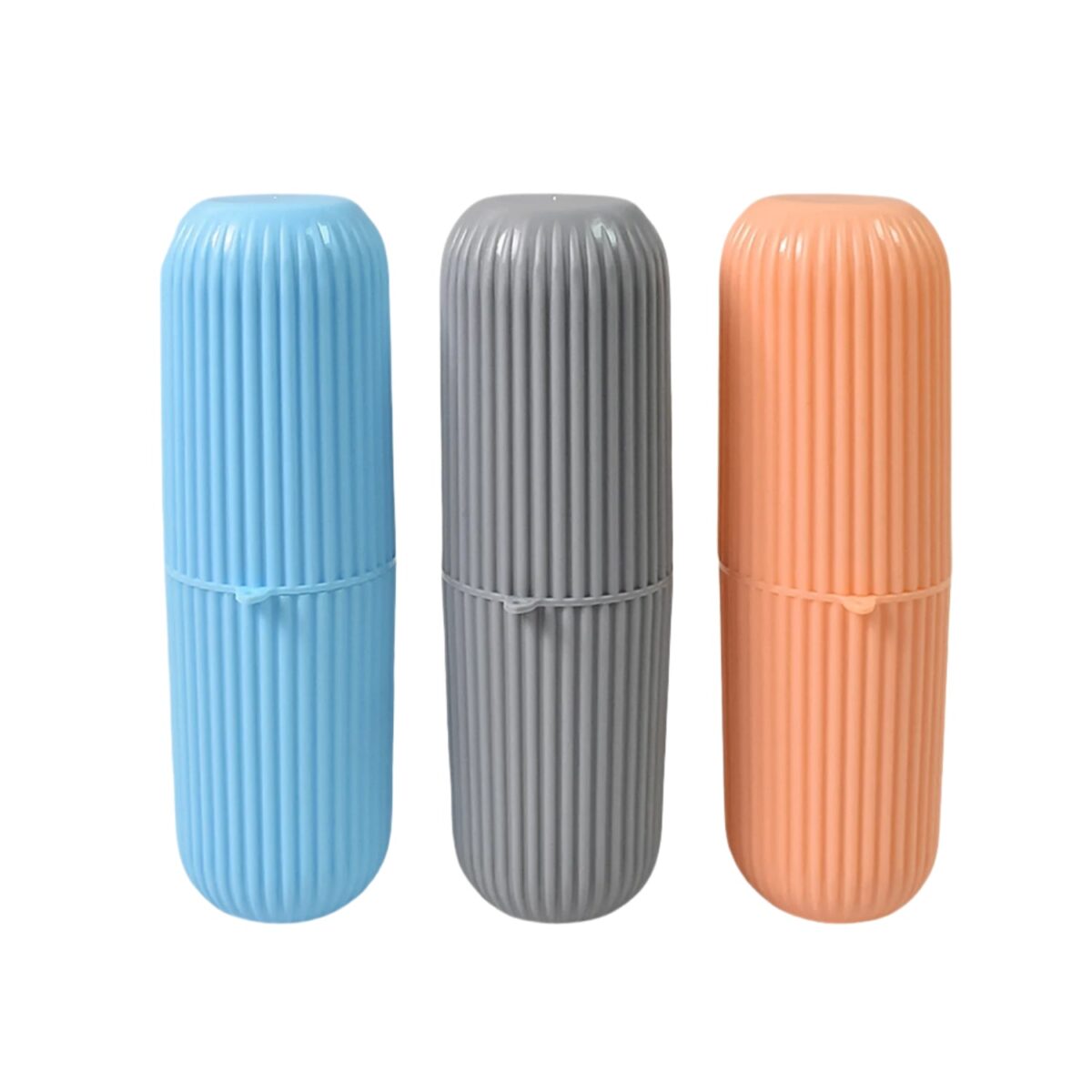 Capsule Shape Travel Toothbrush Toothpaste Case Holder (Multicolor / 3 Pcs Set) - Image 1