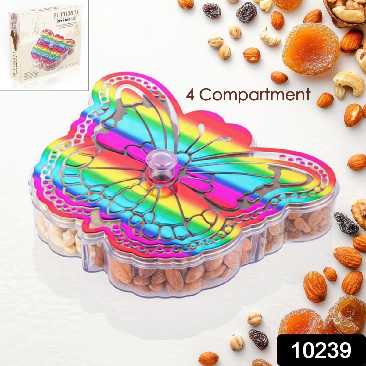 Butterfly Shape 4 Compartment Multipurpose Box | Dry Fruit Box (1 Pc) - Image 2