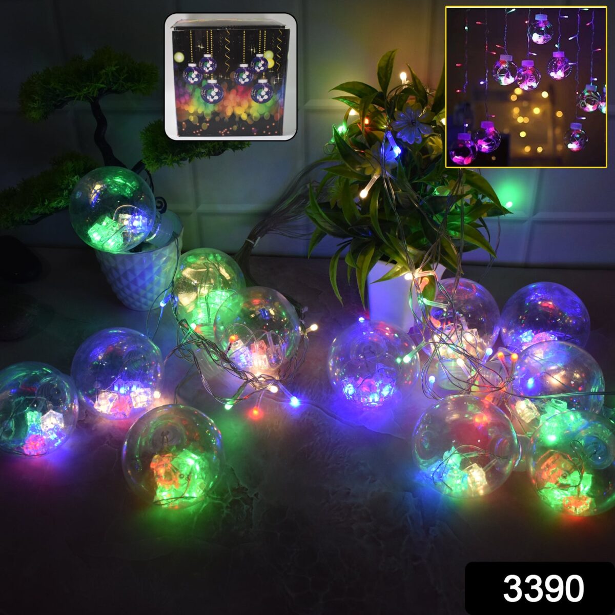 12  Wish Balls Window Curtain String Lights with 8 Flashing Modes Decoration for Home Decoration, Diwali & Wedding LED Christmas Light Indoor and Outdoor Light ,Festival Decoration (Plastic, Multi Color) - Image 2