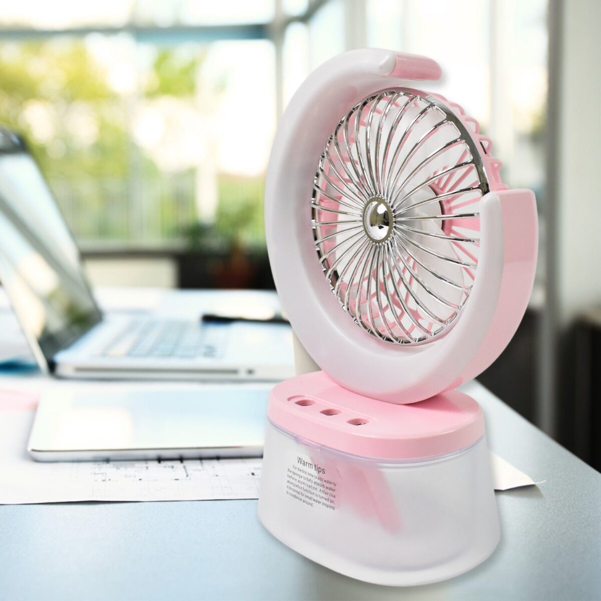 Desktop Fan - Camping Fan with LED Light, Portable Humidifying Fan (1 Pc / Plug & Play Fan) - Image 3