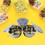 Compact Stainless Steel Airtight Lunch Box Set - 4 pcs (3 Leakproof Containers and 1 Bottle) - Image 4