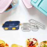 3 Compartment Transparent Stainless Steel Lunch Box for Kids - Image 6