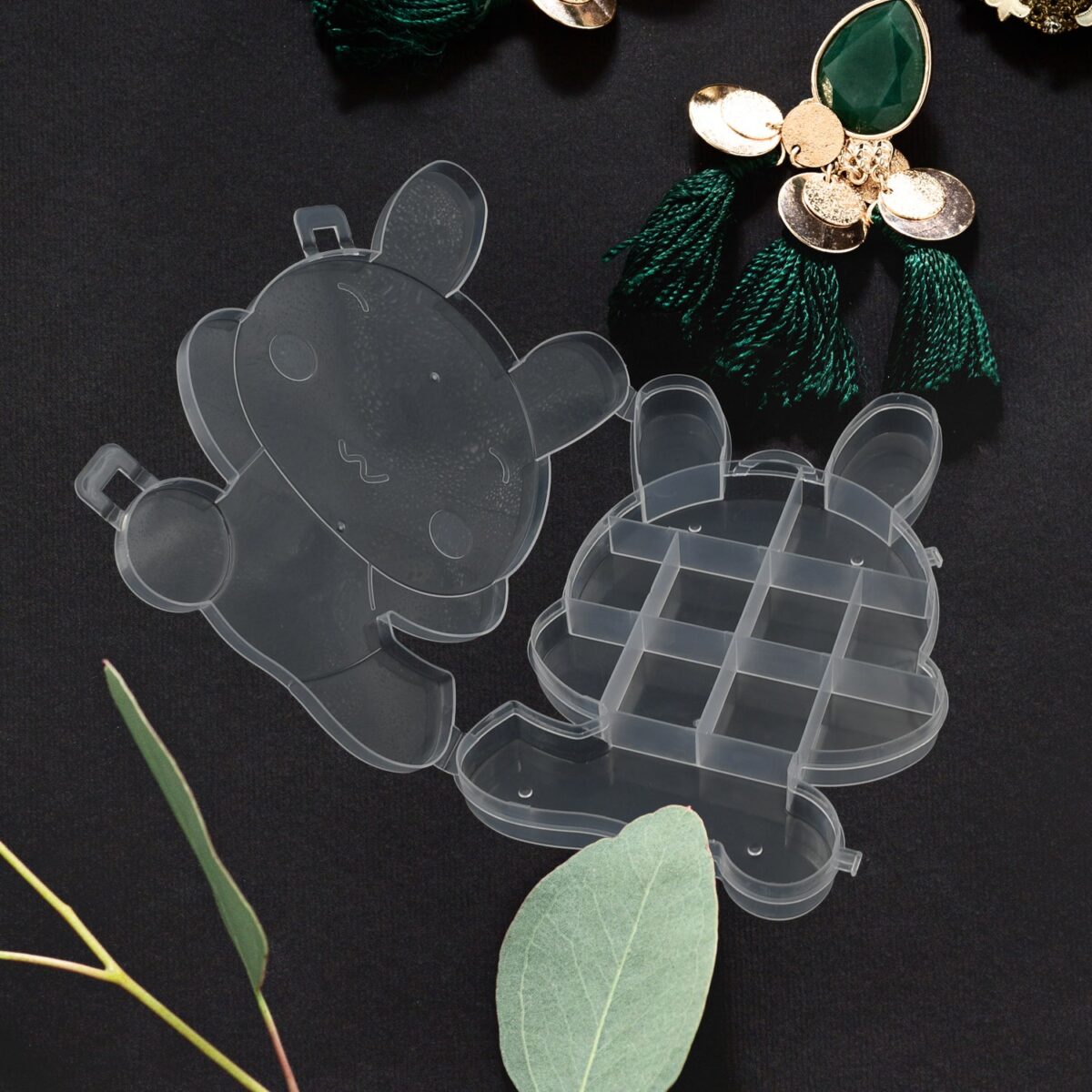 Transparent Cartoon Bear Clear Plastic Storage Box Jewelry Organizer Holder Cabinets For Small objects (1 Pc Mix Color) - Image 8
