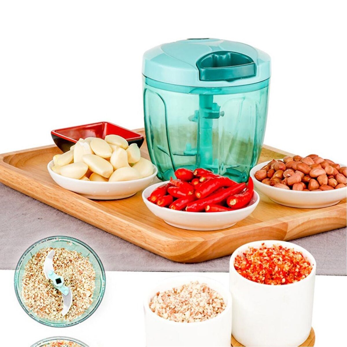 Manual Stainless Steel Compact Extra Sharp Hand Held Vegetable Chopper / Slicer with 5 Blades (750 ml) - Image 5