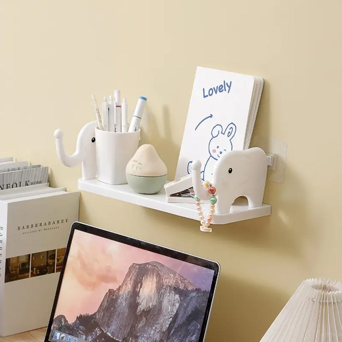 Multifunctional Elephant-Shaped Wall Shelf Ã¢â‚¬â€œ No-Punch Mini Organizer for Kitchen, Bathroom & Bedroom - Image 1