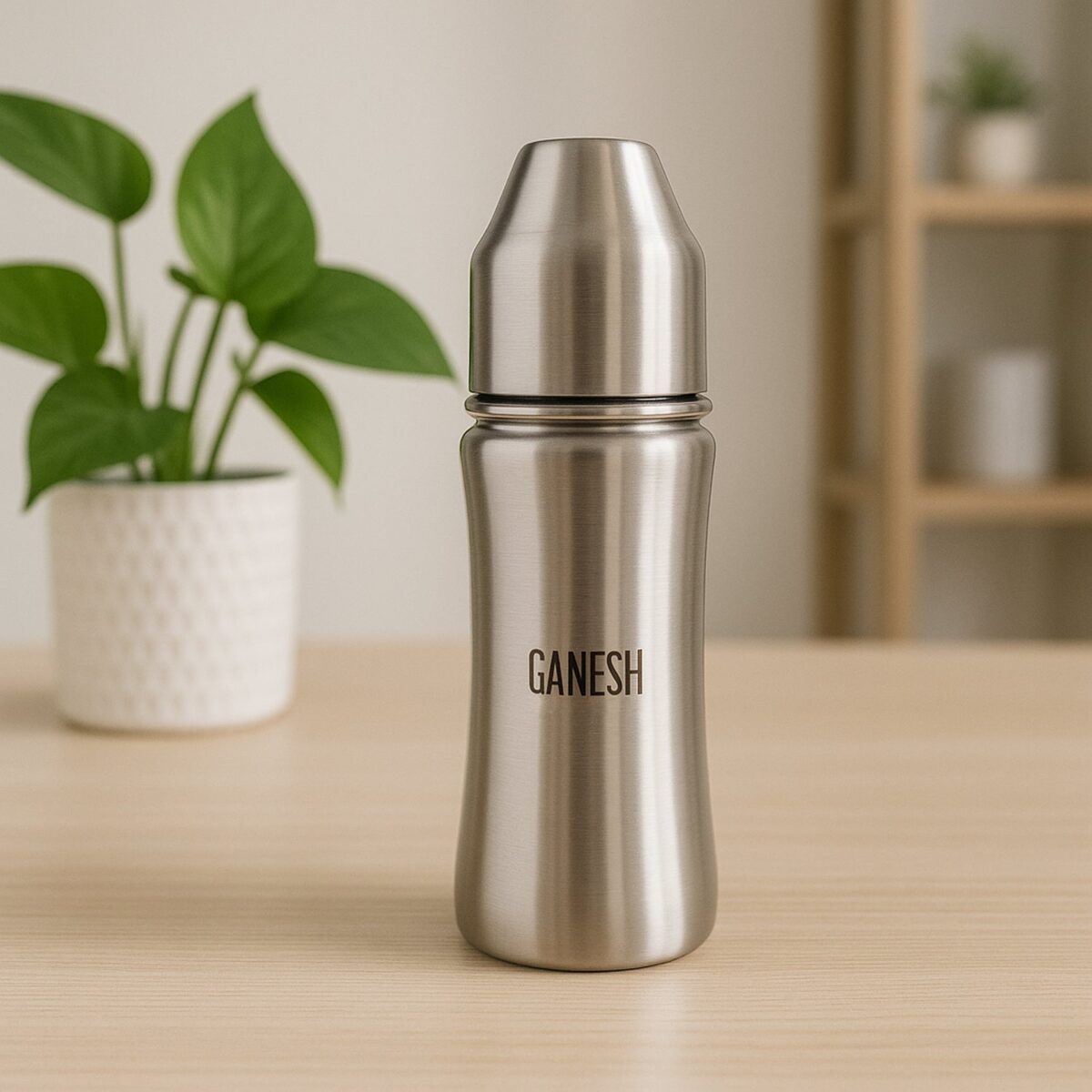 Ganesh Stainless Steel Baby Feeding Bottle, Milk Bottle for New Born / Infants / Toddler Up to 3 Years, BFA Free (250 ML Approx) - Image 1
