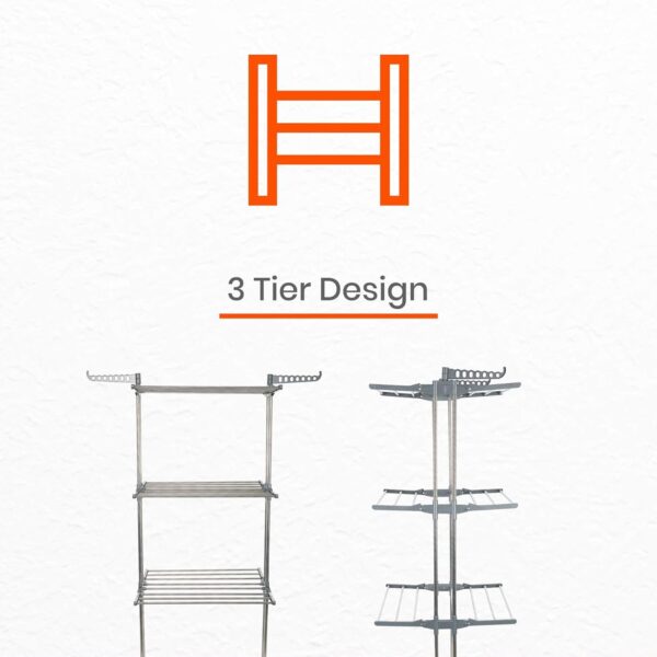 Premium Heavy Duty Stainless Steel 3 Layer Foldable Cloth Drying Stand (1 Set / With Color Box)