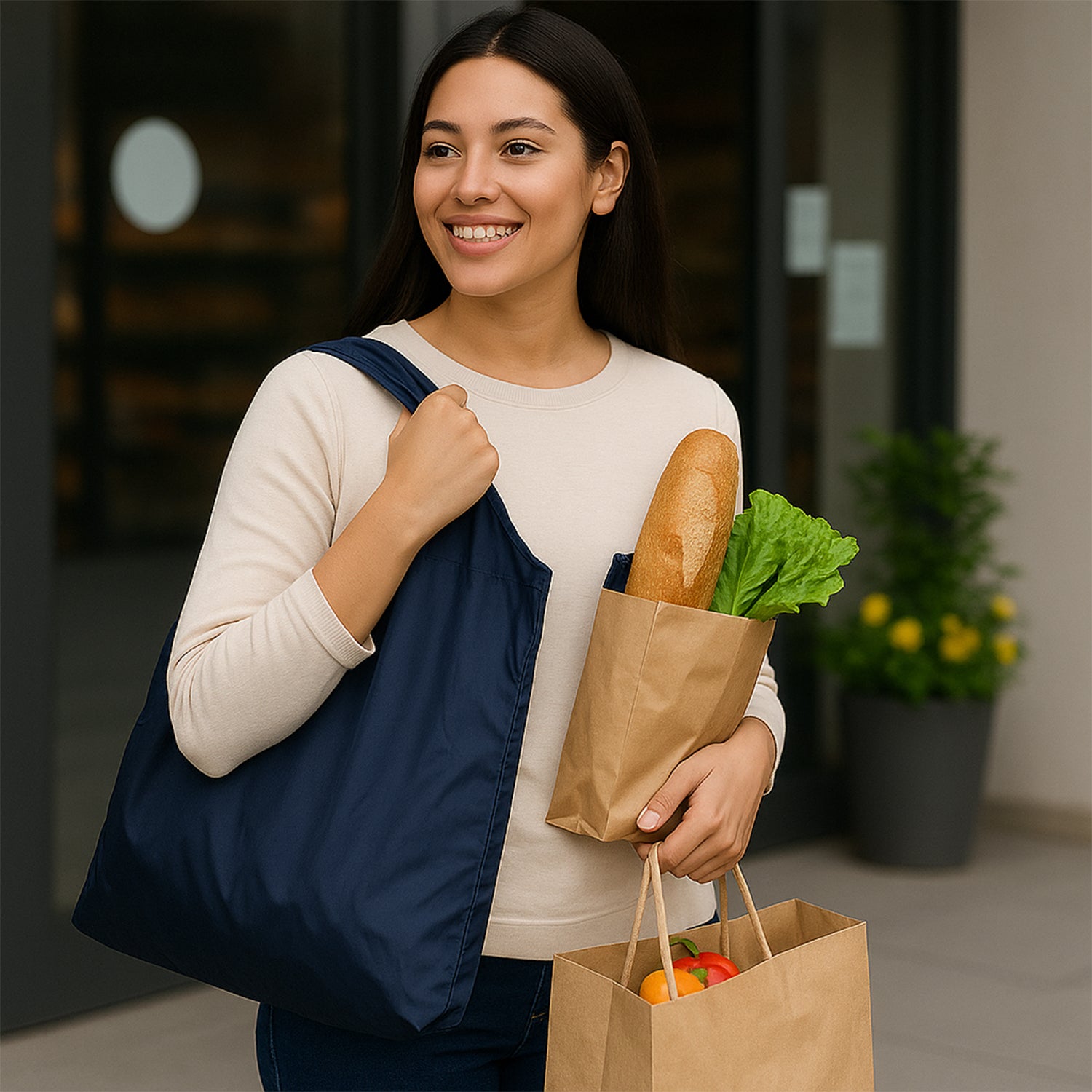 02_8c2d9c87-2b5e-4d93-8e1a-946341e87c28.jpg Reusable Grocery Bags - Reusable Bags With Handles (1 Pc / Mix Color) - Image 6