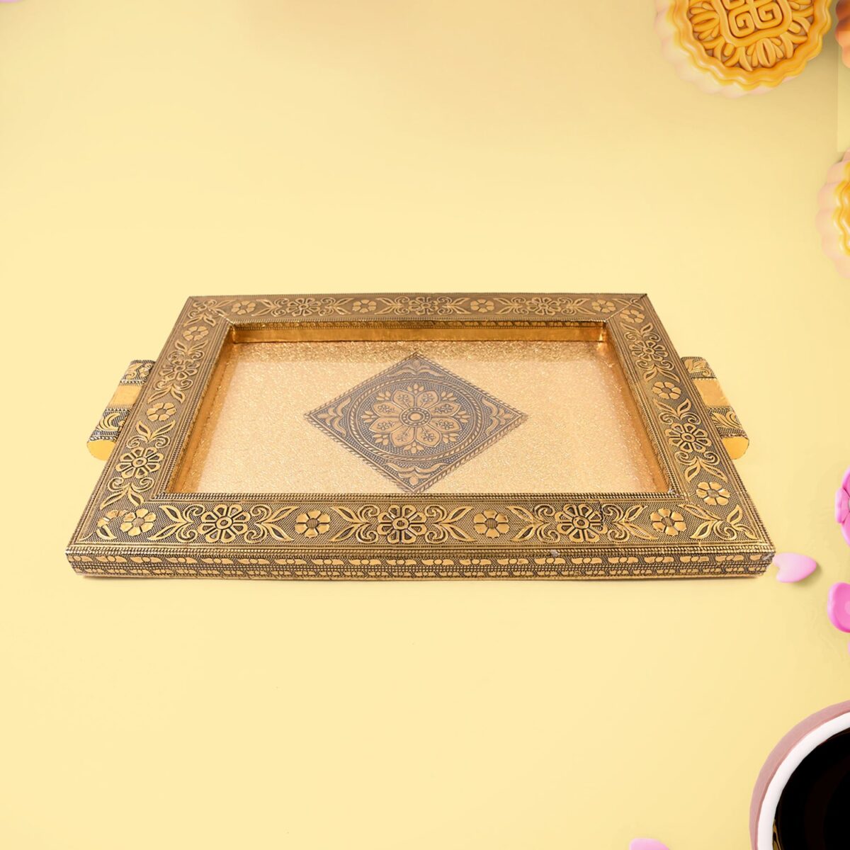 Premium Antique-Style Rajwadi Decorative Serving Tray Ã¢â‚¬â€œ 40x26 cm - Image 5