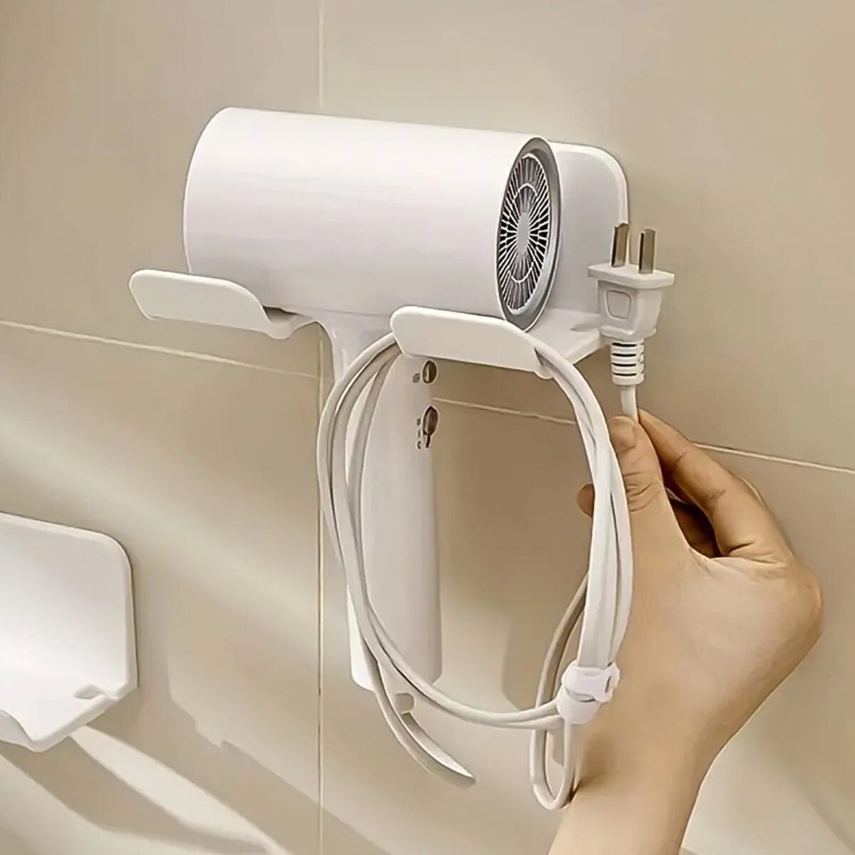 3 Compartment Wall Mount Hair Blower, Hair Dryers Holder (1 Pc) - Image 5